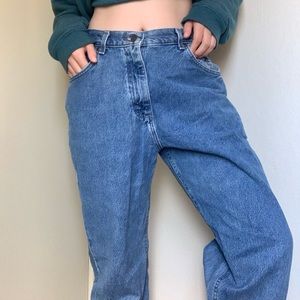 Wide straight leg denim jeans